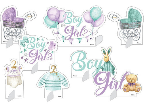 Decoração De Mesa Especial - Chá De Revelação Lilás E Verde 0