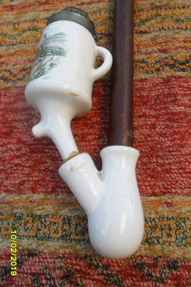 Antigua Rara Pipa Madera Porcelana Con Tapa Boquilla 1 Antigua Rara Pipa Madera Porcelana Con Tapa Boquilla 1