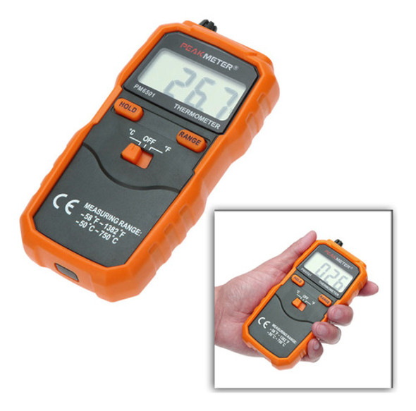 Tipo De Tela Do Testador. Termômetro Peakmeter Lcd Pm6501 Me 1