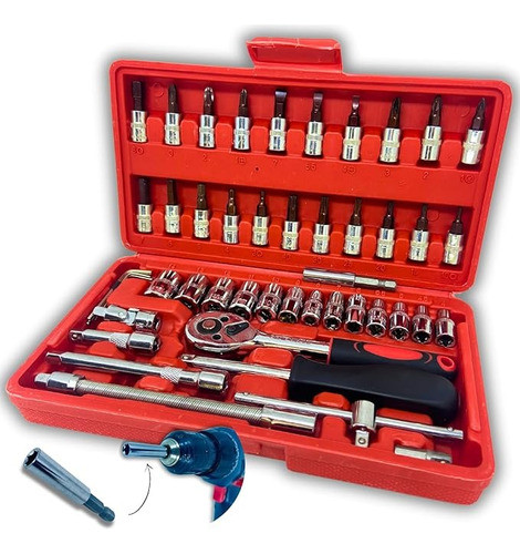 Kit Jogo De Chaves Catraca Reversível E Soquetes Marca Mks 4 0