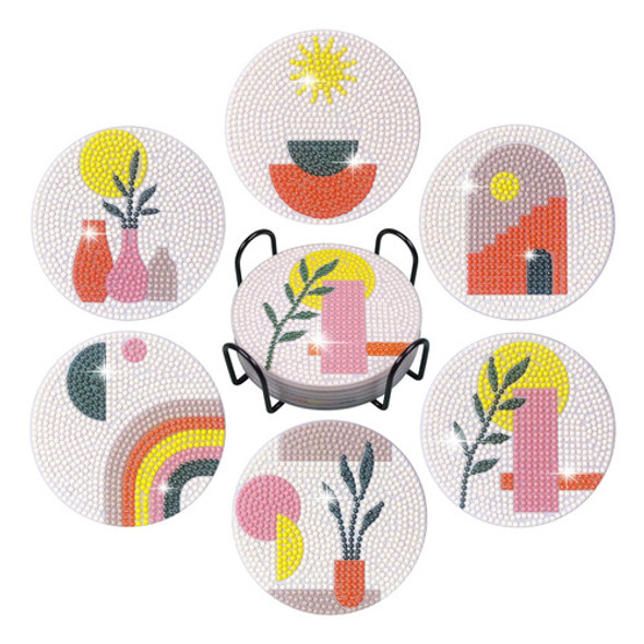 Posavasos Kit De Pintura Por Diamantes, Bricolaje 6pcs. - 09 0