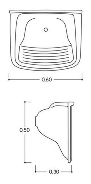 Durafort Pileta Lavadero Para Amurar 60x50cm Blanca 1