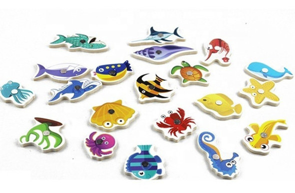 Juego De Pesca Madera Con Imán Peces Infantil 1