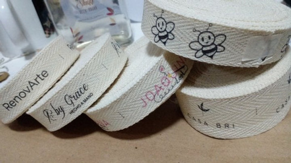 Etiqueta Ropa Cinta Hilera Estampada Algodón 13mm Xmt 1