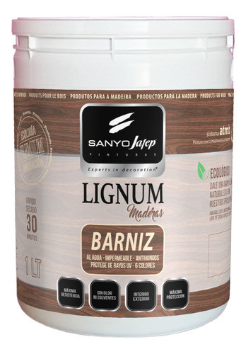 Barniz Al Agua Pro 1lt Sanyo Jafep Promo 15% Off 2da Envíos 0