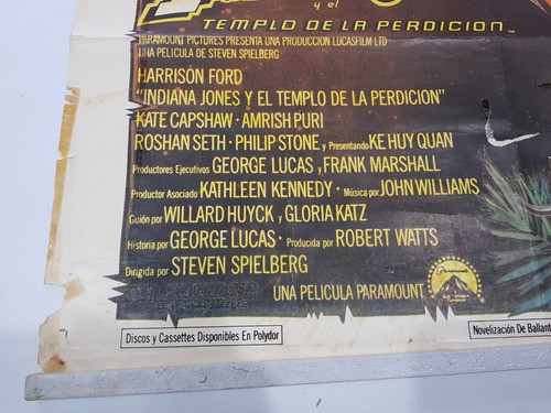 Antiguo Afiche Indiana Jones 1984 Paramount Mag 59819 1