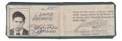 1955 Federacion Uruguaya De Basquetbol Carnet Libre Acceso 0