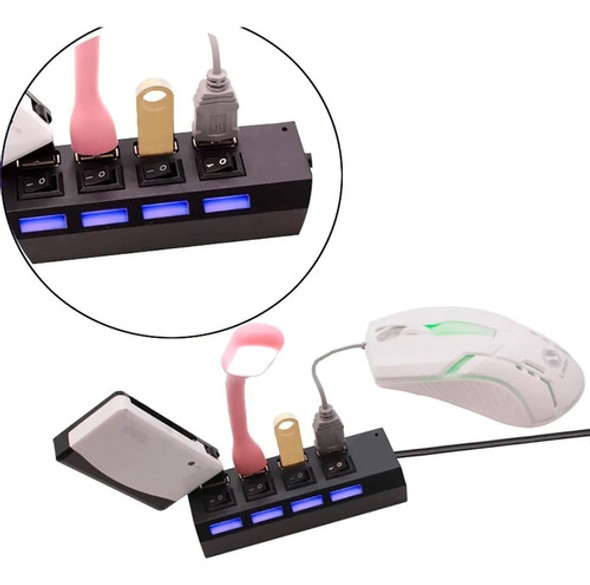 Hub 4 Portas Adaptador Mouse Teclado Pen Drive Usb X 4 Usb 1