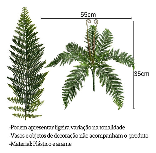 Kit 8 Folhagens Artificiais De Samambaia Aparência Realista 1