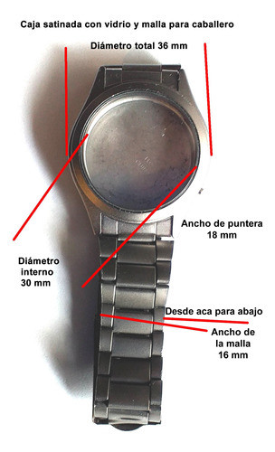 Repuesto Para Reloj Caja Metal Con Malla Caballero Metal 1