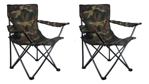 Cadeira Desmontável Camuflada Braço Suporte Copo Kit 2x 0