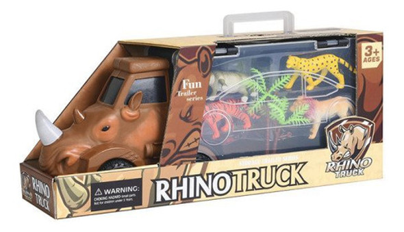 Auto Contenedor Rino Con Valijita Y Animales De La  Selva 0