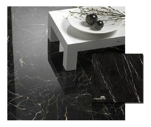 Ceramica Negra Cañuelas 61x61 Rect. Nero Marquina Brillante 1