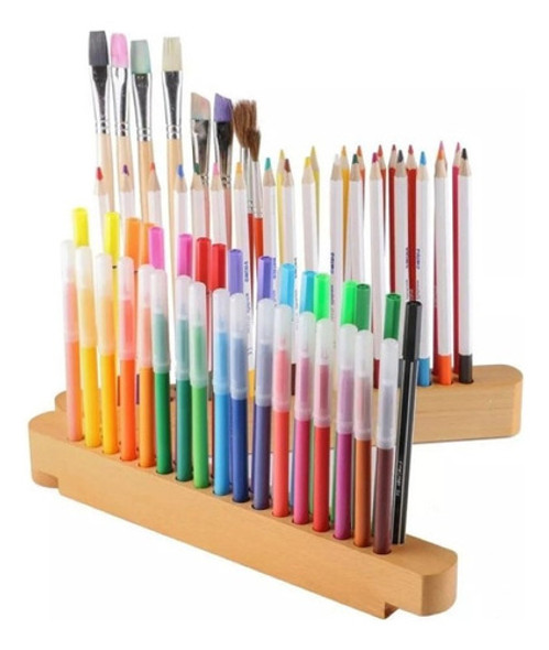 Portapinceles Soporte Madera Serviciopapelero 0