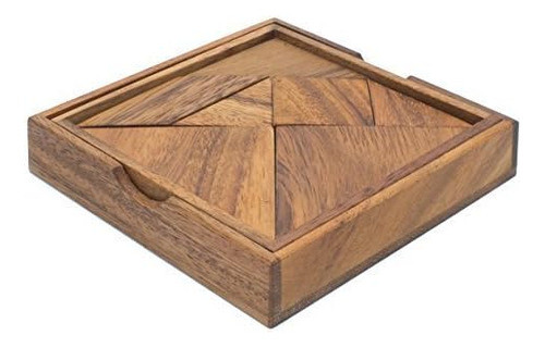 Wood Tangram: Quebra De Quebra-cabeças 3d De Luxo Feito À M 0