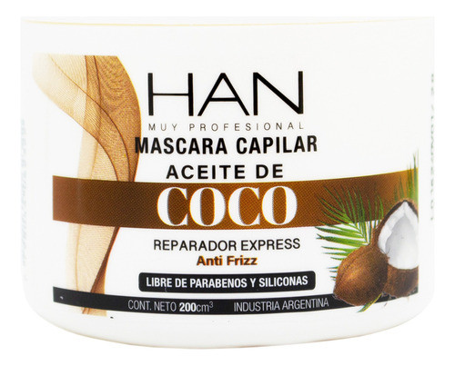 Han Aceite De Coco Mascara Reparadora Antifrizz Pelo Chica 0