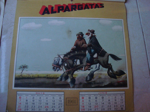 Molina Campos Lámina Suelta De Almanaque 5y6/1961 35x35cm 0