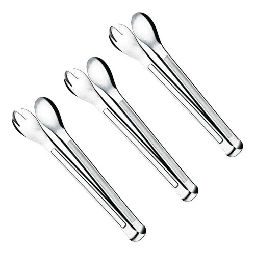 Kit 3 Pegador De Salada Multiuso  Longo Inox Profissional 0