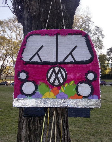 Piñata Auto Grande Hippie. Fiesta. Elegí Tus Colores. 1