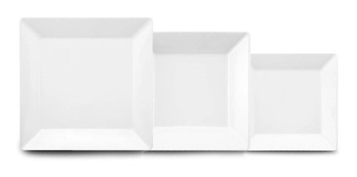 Set Platos Blancos Cuadrados Playo Hondo Postre 18 Piezas 0