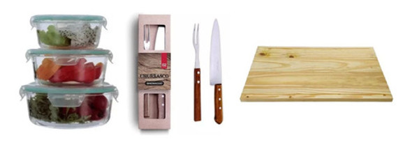 Kit Recipiente Alimentos Cuchillo Tenedor Set Asado Tabla 0 Kit Recipiente Alimentos Cuchillo Tenedor Set Asado Tabla 0