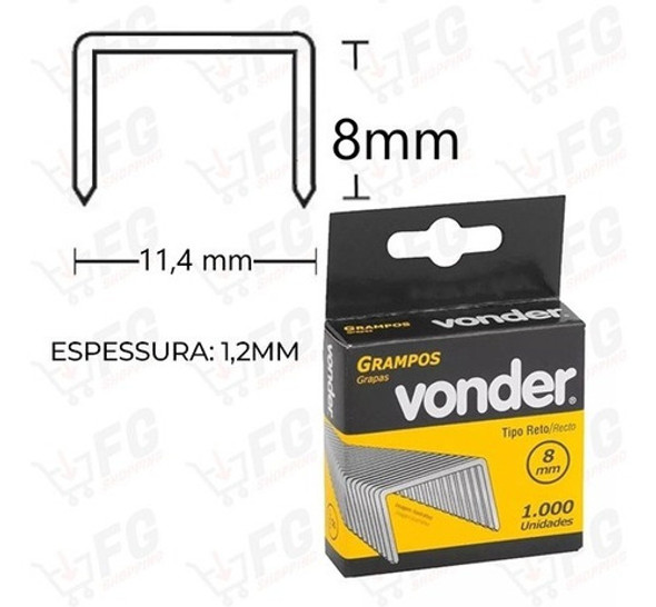 Grampo 8mm Para Grampeador Manual Estofador Vonder 5000 Pcs 1
