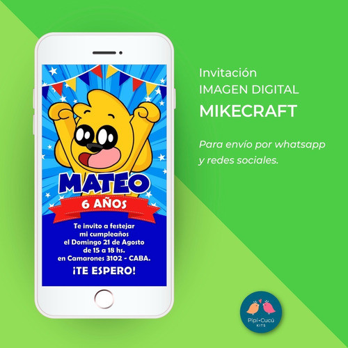 Invitación Virtual Imagen Digital - Mikecraft 0