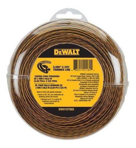 Cuerda P/podadora Dewalt Dwo1dt802 225 Ft X 0.080 In 0