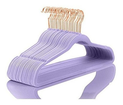 Perchas Premium Terciopelo  X50u Lila/oro Rosa 0