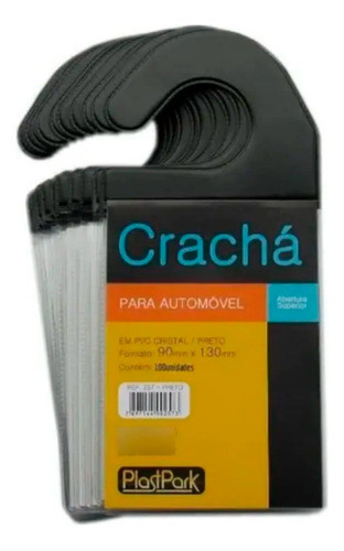 Crachá Estacionamento Automóvel Preto 9x13cm Plastpark 10un 0