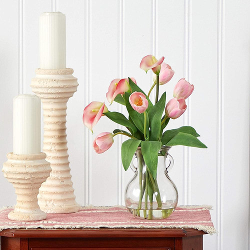 Casi Natural Calla Lily & Tulipanes Artificial Decorativo Ja 1