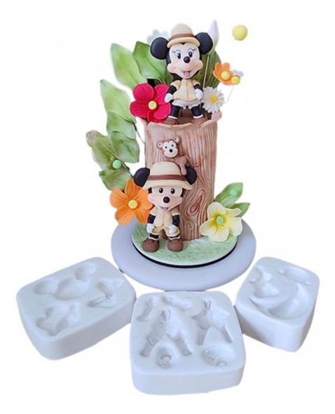 Molde De Silicone Mickey E Minnie Safari 3 Pçs 0