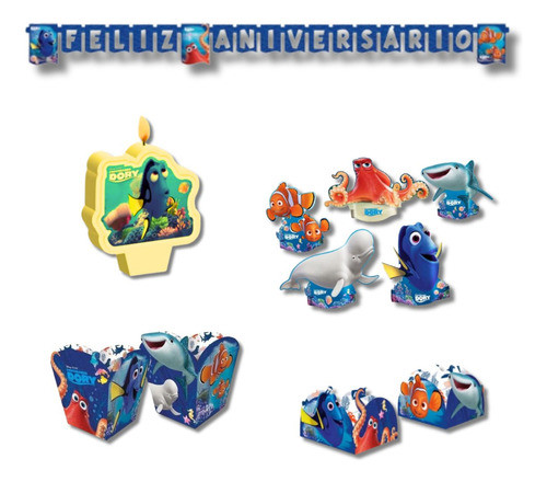 Kit Festa Infantil Decoracao Nemo Filme 5 Pecas Simples 0