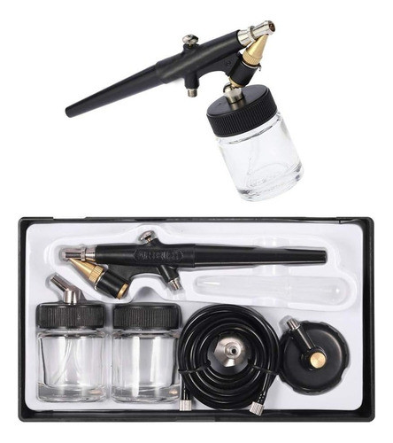 Kit Aerografo Mini Metalico Bronce Profesional + Accesorios 0