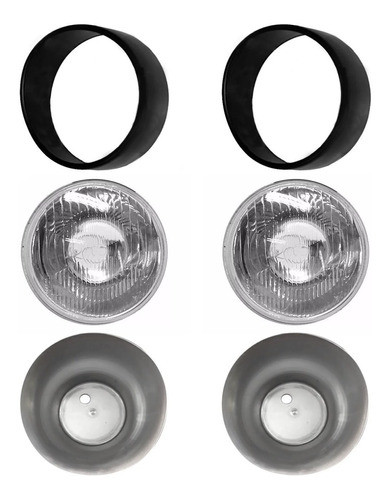 Juego Kit Aros Negros + Cascos + Opticas Fiat 600 (x6) 1
