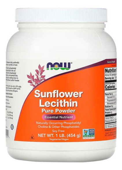 Lecitina De Girassol Pó Now Foods 454 G Puro Importado 0