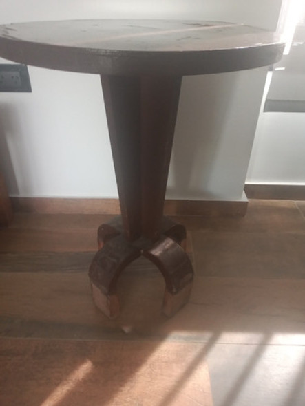Mesa De Arrime Madera Maciza Redonda 50cm 1