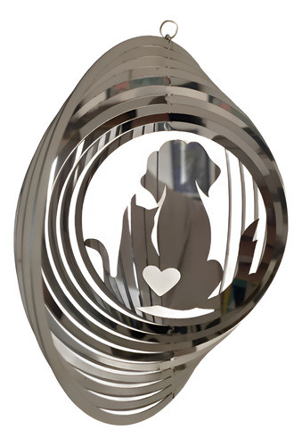 Windspinners  Movil De Acero Inoxidable 20 Cm - Perro Y Gato 0