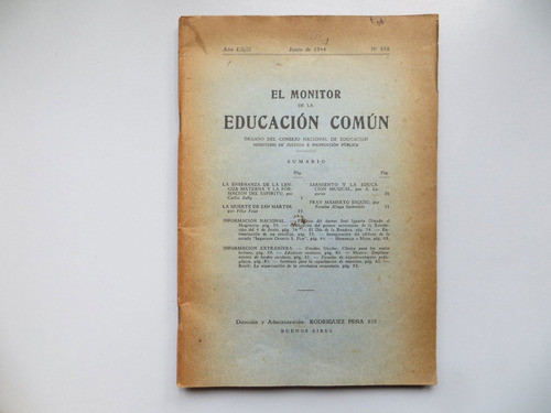 El Monitor De La Educación Común N° 858 Año 1944 0