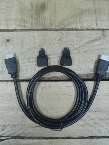 Cable Hdmi A Hdmi + Adaptadores Mini Y Micro Hdmi 1.5m 1
