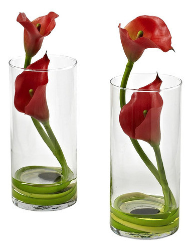 Casi Natural 1390-rd-s2 Doble Calla Lirio Con Cilindro, Rojo 0