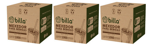Mexedor Palheta Billa Curto Bambu Bebida Chá Café Kit 3 0