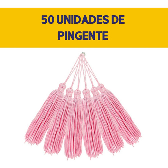 Pingente De Seda Tassel - Franja Rosa Bebê - C/50 -criar 1