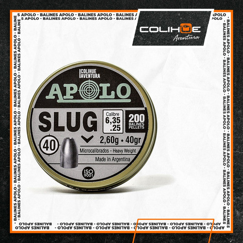 Balines Apolo Slug 6.35mm 40g Lata 200 Unidades 1