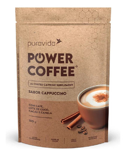 Power Coffee Sabor Cappuccino - Puravida 180g 0