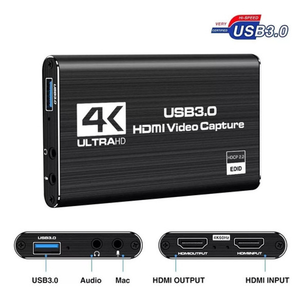 Captura Vídeo Audio Live Hdmi Loop-out 4k 1080p 60fps Usb3.0 1
