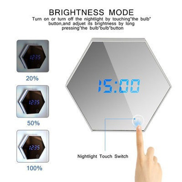 Alarma Multifunción Led Espejo Reloj Recargable W/temporizad 1