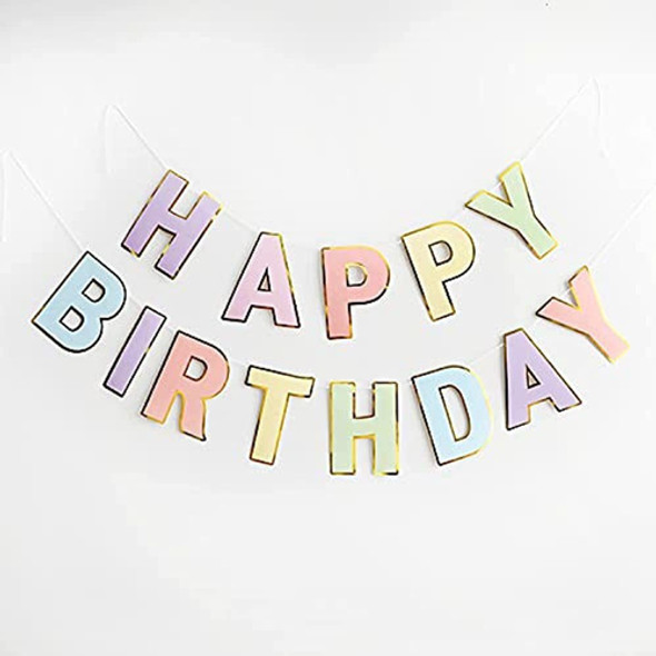 Ebabyland Happy Birthday Banner Pastel - Macaron Colorful Le 0 Ebabyland Happy Birthday Banner Pastel - Macaron Colorful Le 0