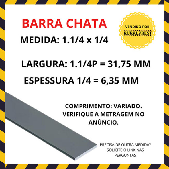 Barra Chata De Ferro 1.1/4 X 1/4 - 1 Peça De 2 Metros 1