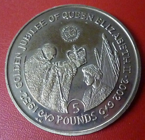 Gibraltar Moneda  Bodas De Oro De La Reina  5 Libras 2002 1